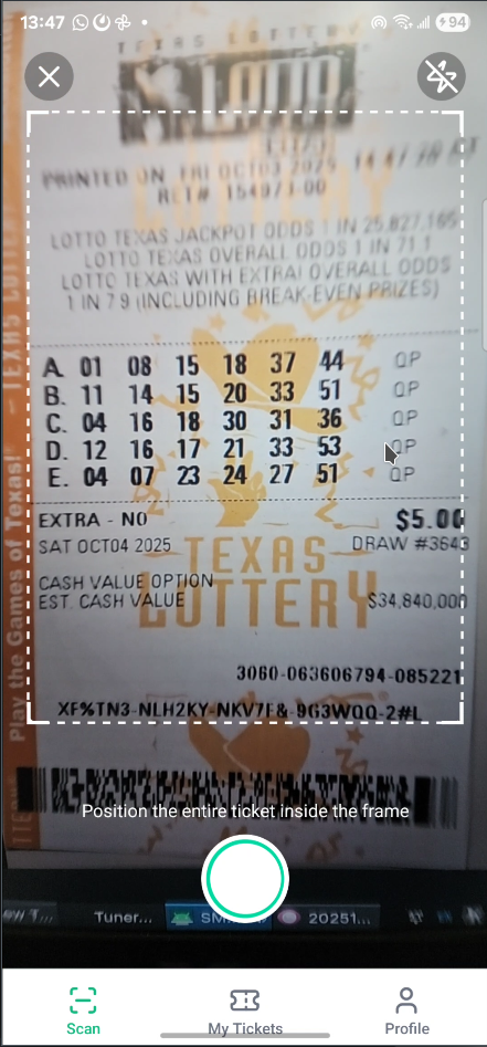 Lottery Winners App Screenshot